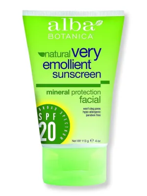 Alba Botanica Very Emollient Mineral SPF 20 Facial 4 oz