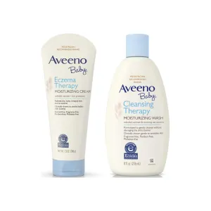 Aveeno Baby Cleansing Therapy Moisturizing Wash For Sensitive Skin 8 oz & Aveeno Baby Eczema Therapy Moisturizing Cream For Dry Skin 7.30 oz 1 ea