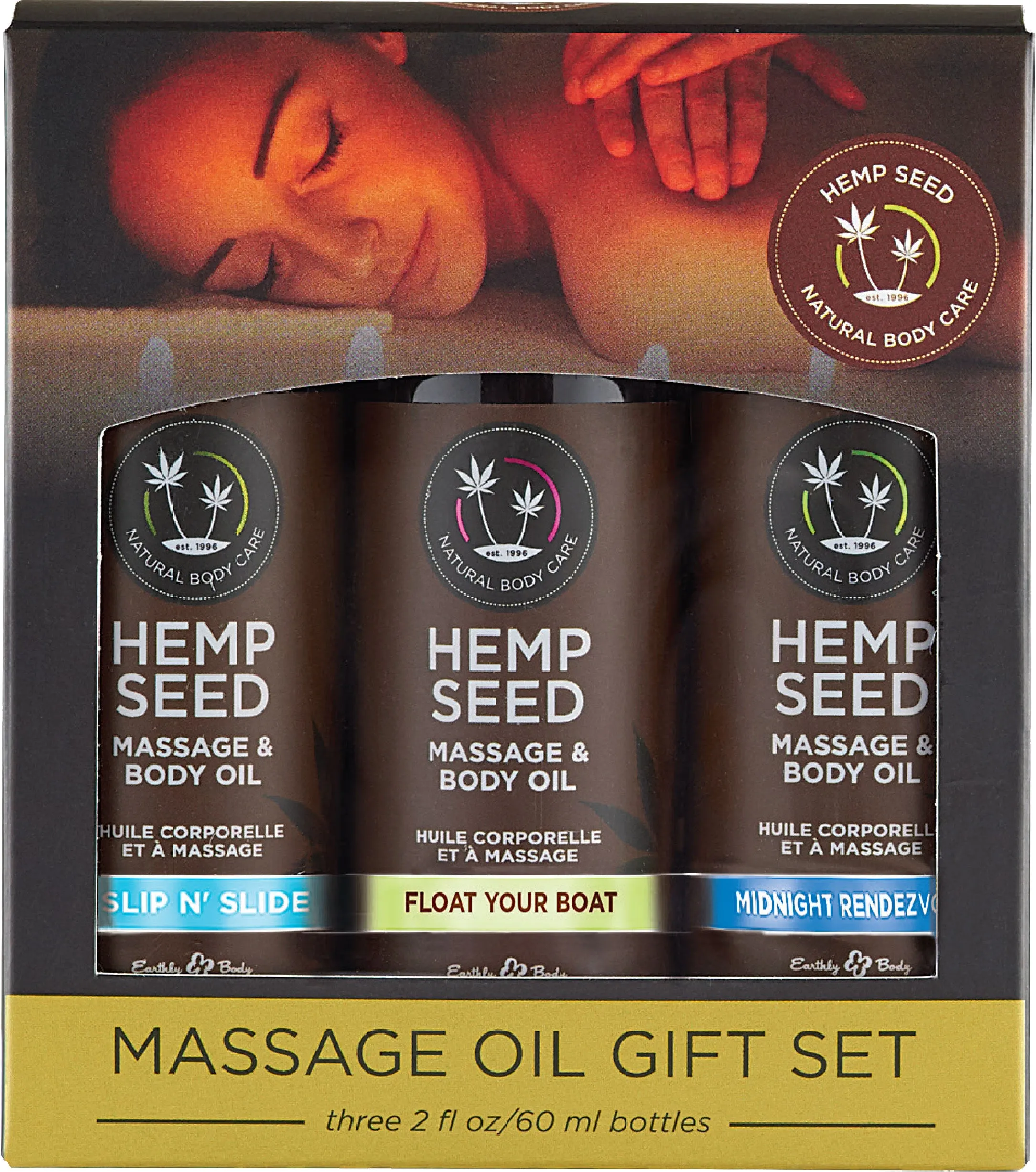 Hemp Seed Massage and Body Oil Gift Set - 3 Pack - 2 Fl. Oz. Bottles