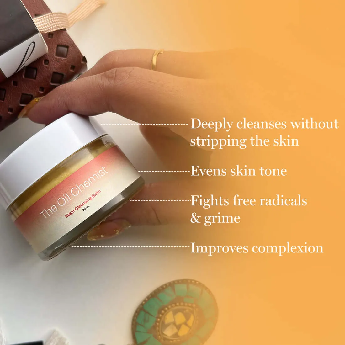 Kesar Face Cleansing Balm for Clogged Pores, Dirt Removal & Radiant Glow