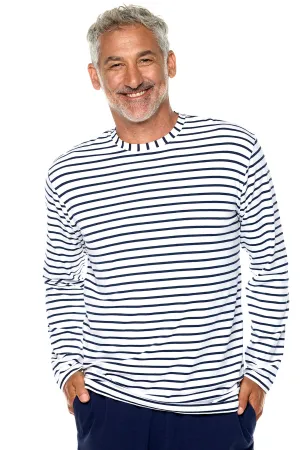 Men's Morada Everyday Long Sleeve T-Shirt | White/Navy Stripe