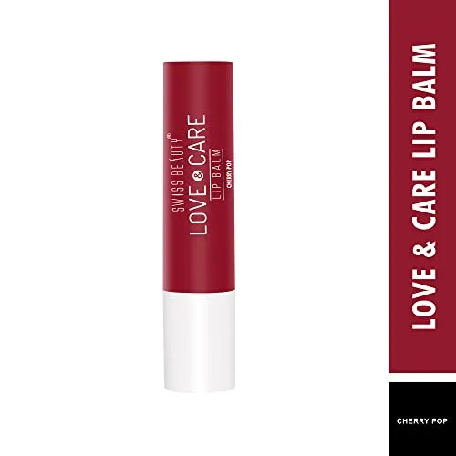 Swiss Beauty Moisturizing Lip Balm | Non Sticky Lip Balm For Dry And Chapped Lips| Enriched With Vitamin E And Shea Butter| With 12 Hrs Moisturization | Shade- Cherry Pop, 4.5G|