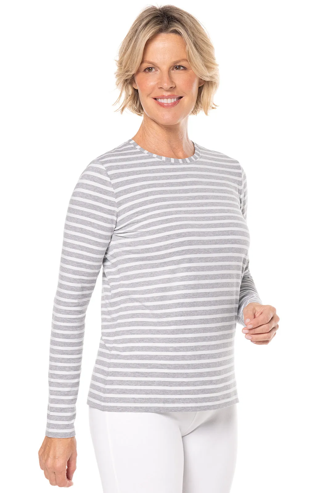 Women's Morada Everyday Long Sleeve T-Shirt | Grey/White Stripe