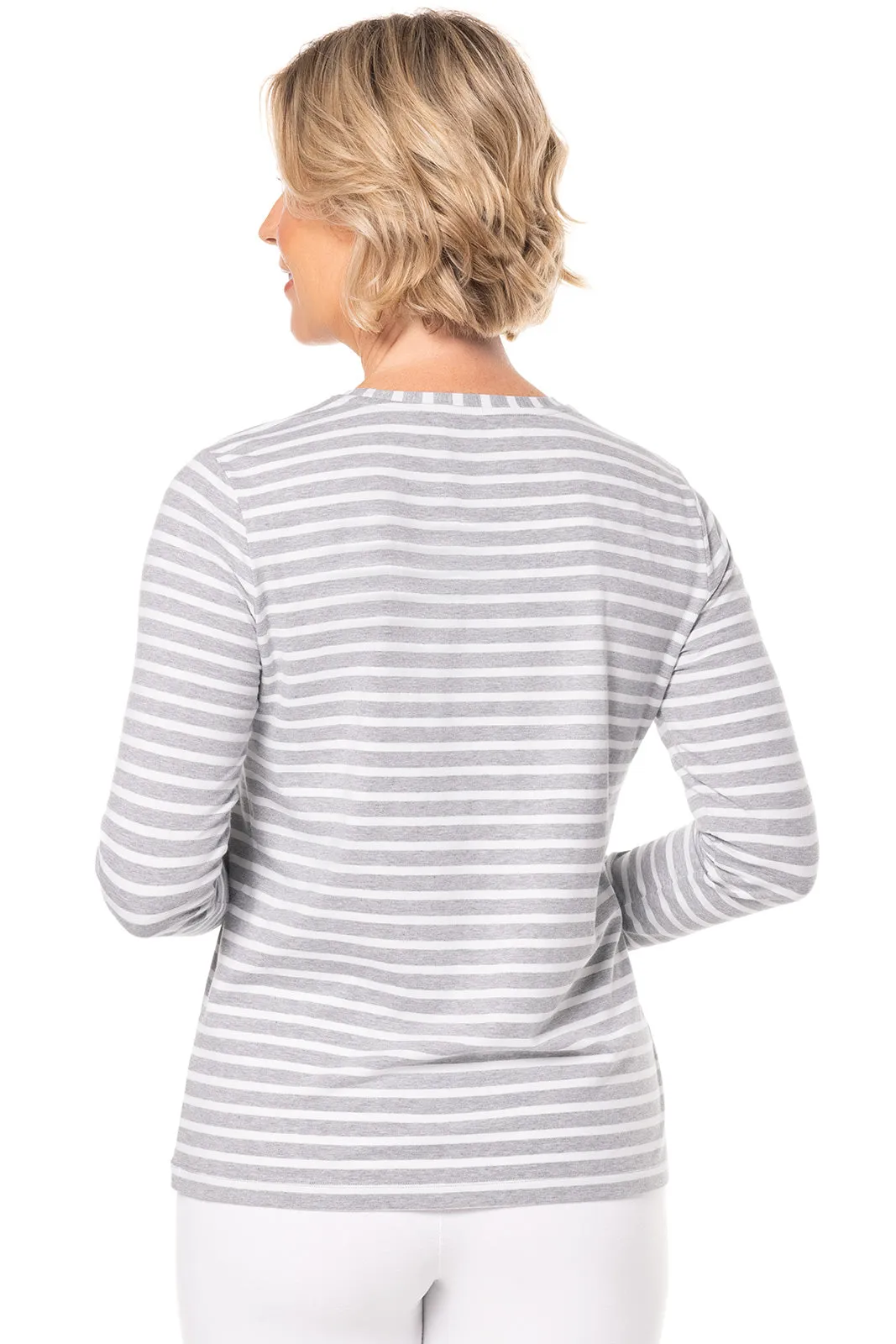 Women's Morada Everyday Long Sleeve T-Shirt | Grey/White Stripe