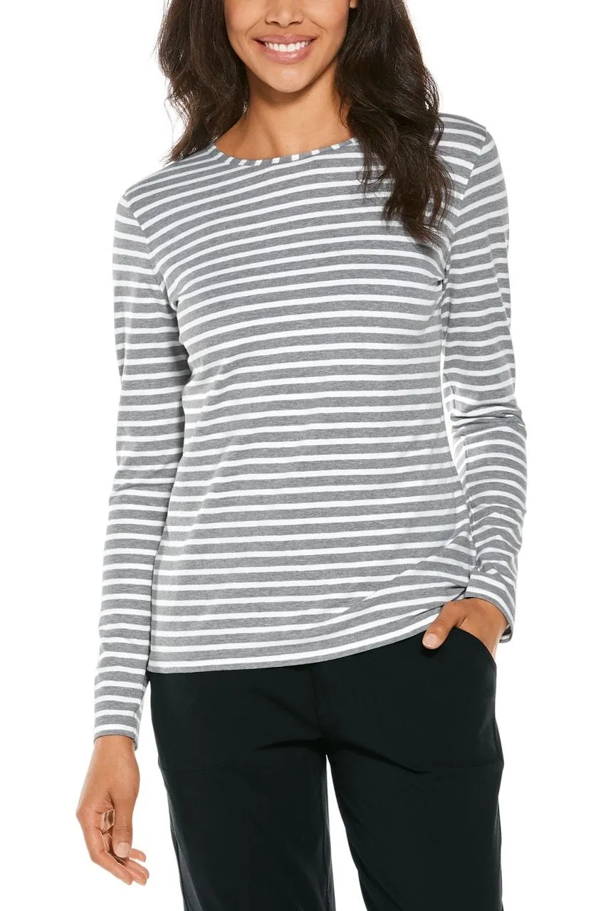 Women's Morada Everyday Long Sleeve T-Shirt | Grey/White Stripe